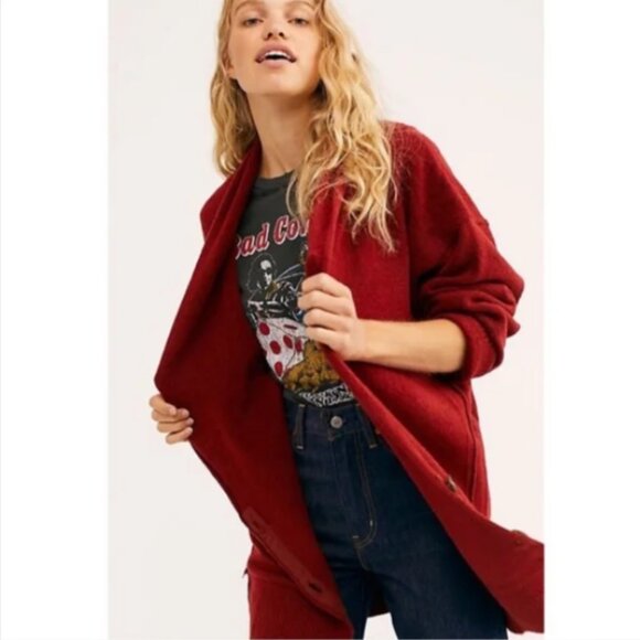 SOLD Free People Eucalyptus Cardigan in Brick Red XS - Picture 1 of 16